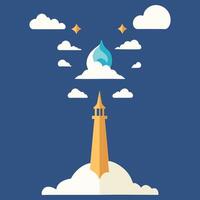 A tower with clouds and a water drop vector