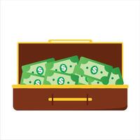 a suitcase full of money illustration vector