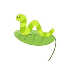 worm on white background. worm insects on the leaf. wallpaper. free space for text. copy space. vector