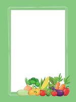 Square frame of vegetables in flat style with space for text. Isolated on white background. Perfect for vegan or healthy lifestyle designs. vector