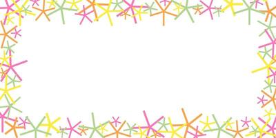 Colorful star border frame isolated on white background. Abstract geometric shape texture. vector