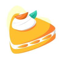 Slice of orange cake with cream vector