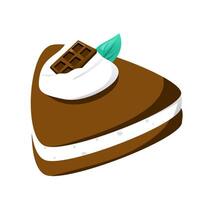 Slice of chocolate cake ith cream vector