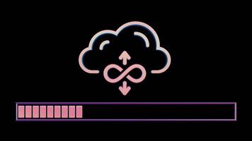 Abstract Cloud Computing Icon with Progress Bar on Black Background video