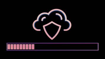 3D Neon Retro Icon - Cloud with Database Downgrade video