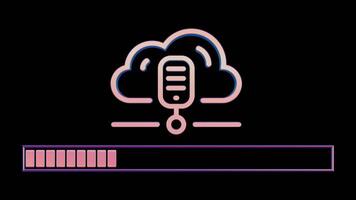 3D Neon Retro Icon - Cloud with Downgrade video