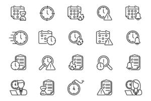 An Outline Icons Set that focuses on Deadline Management, Organization, and Productivity Boosting vector