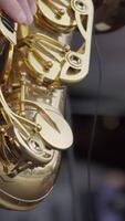 A Close Up of a Talented Saxophonist Playing Captivating Jazz Music on Stage Live. Clip video