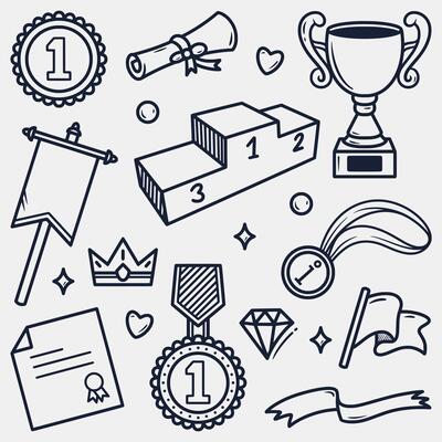 award doodle element hand drawn