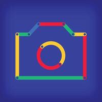 Colored linear camera icon design. Color line transitions with unique tutorial educational design. vector