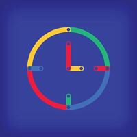 Colored linear clock icon design. Color line transitions with unique tutorial educational design. vector