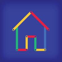 Colored linear home icon design. Color line transitions with unique tutorial educational design. vector