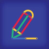 Colored linear pen icon design. Color line transitions with unique tutorial educational design. vector