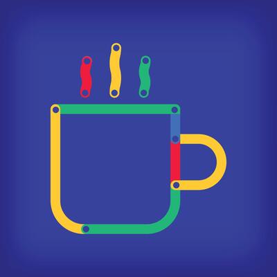 Colored linear cup icon design. Color line transitions with unique tutorial educational design.