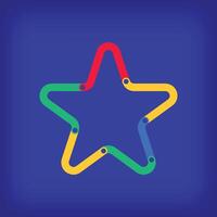 Colored linear star icon design. Color line transitions with unique tutorial educational design. vector