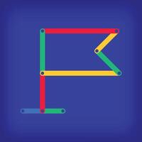 Colored linear flag icon design. Color line transitions with unique tutorial educational design. vector