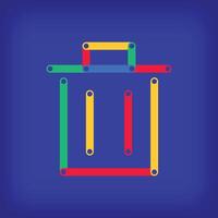 Colored linear trash icon design. Color line transitions with unique tutorial educational vector