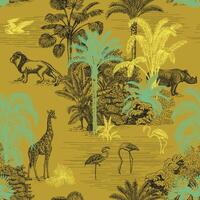 Tree and animals pattern vector