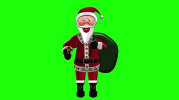 Happy Santa Claus with a bell in a digital animation illustration with a green background video