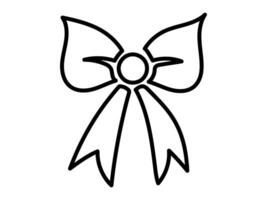 Simple Black Outline of a Bow Isolated on a White Background. Concept of Decoration, Gift Wrapping, Minimalist Design, Elegant Ribbon Icon. Design Element vector