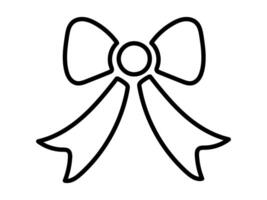 Simple Black Outline of a Bow Isolated on a White Background. Concept of Decoration, Gift Wrapping, Minimalist Design, Elegant Ribbon Icon. Design Element. Print vector