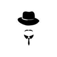 Male profile with tie hat and mustache template vector