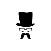 Face in glasses hat with mustache template vector