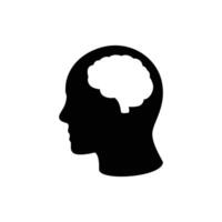 Human head with brain. Anatomical structure and weak mind vector