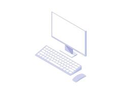 Desktop computer with monitor. Modern 3d pc with office and home vector