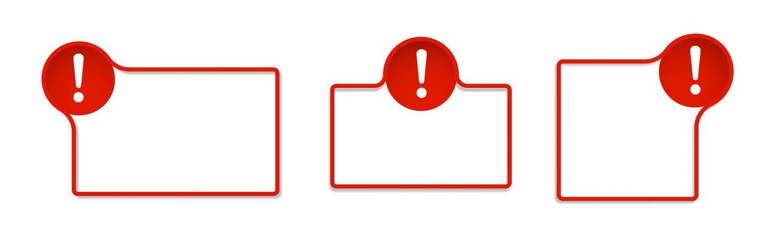 Red frame with exclamation mark in red circle. Minimalistic warning board. vector