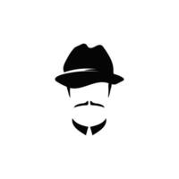 Male profile collared with hat and mustache template vector