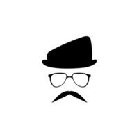 Head in glasses hat with mustache template vector