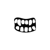Creepy monster smile teeth. Scary creature joy with sharp mouth vector