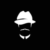 Male white profile collared with hat and mustache template vector
