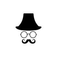 Retro head in glasses hat with mustache template vector