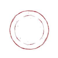 Double red circle hand drawn. Round line drawing sketch vector