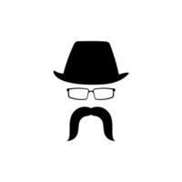 Funny head in glasses hat with mustache template vector