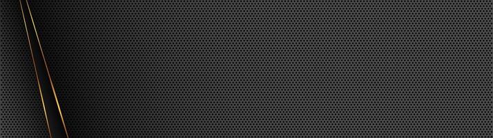 Dark chrome mesh holes with golden lines background vector