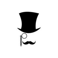 Retro mask in glasses hat with monocle template vector