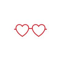 Red heart glasses with rims vector
