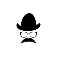 Mask in glasses hat with mustache template vector
