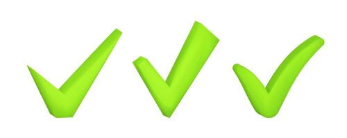 Check mark 3D tick . Green tick cartoon vector