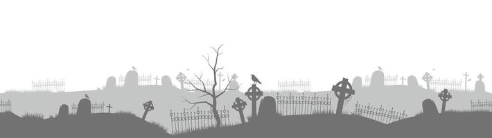 Cemetery or graveyard dark background. vector