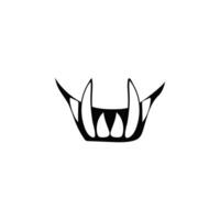 Creepy vampire smile teeth. Scary demon joy with sharp mouth vector