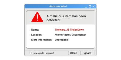 Warning message on computer screen. Malware popup notification banner. vector
