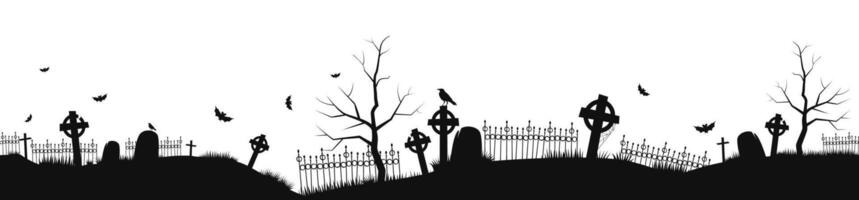 Cemetery or graveyard dark background. vector