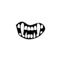 Scary werewolf mouth. Angry creature joy with sharp teeth vector