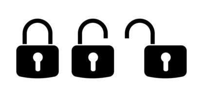 Open and closed lock icon. Lock and unlock symbols. Security symbols. Security icon vector