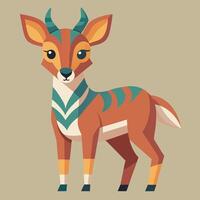 a cartoon deer with a long tail and horns vector
