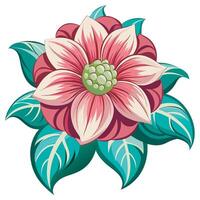 a flower with leaves and petals on a white background vector